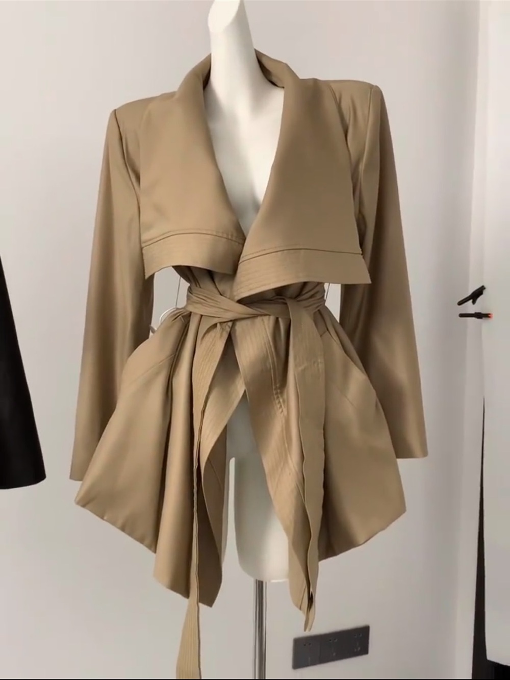 Women's Tan Belted Trench-Style Jacket